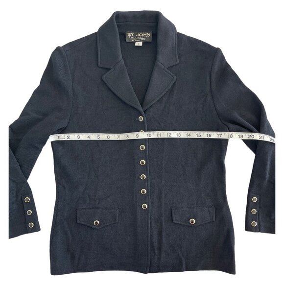 St John Collection by Marie Gray Black Sweater Blazer Vintage Gold Button Size 2 - Picture 2 of 9